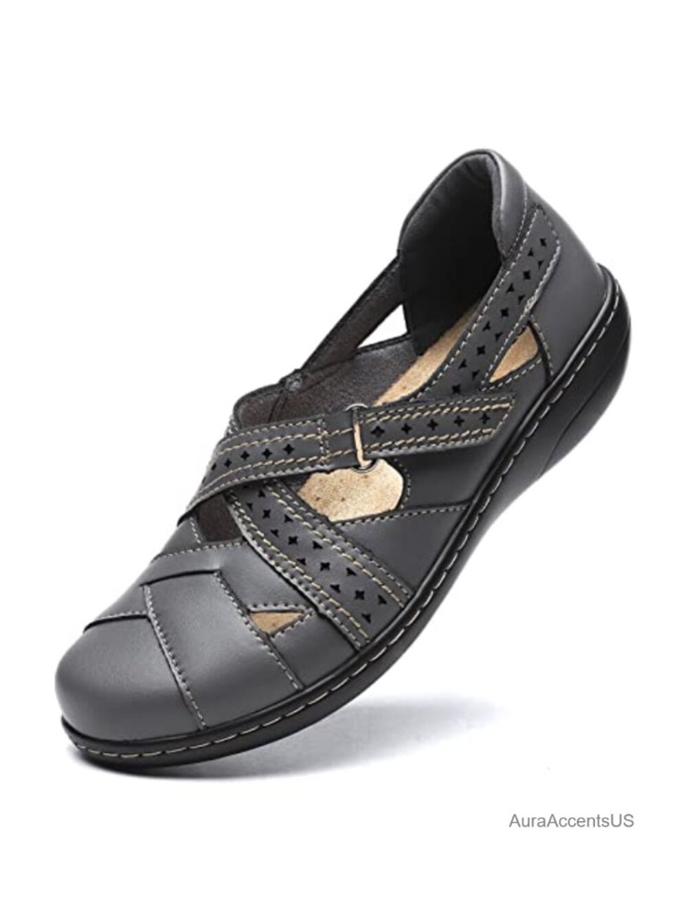 Women's Leather Loafers Slip On Comfort Walking Flats Mocc Closed Toe Boat Shoes